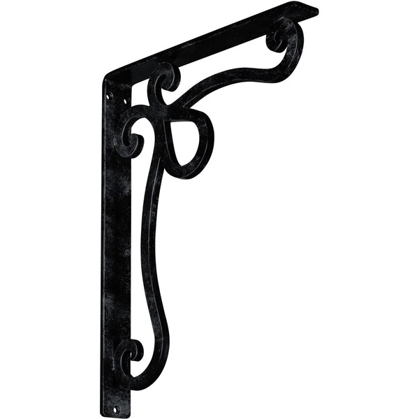 Ekena Millwork Orleans Wrought Iron Bracket, (Single center brace), Antiqued Pewter 1 1/2"W x 12"D x 15"H BKTM01X12X15SOLAPW - main